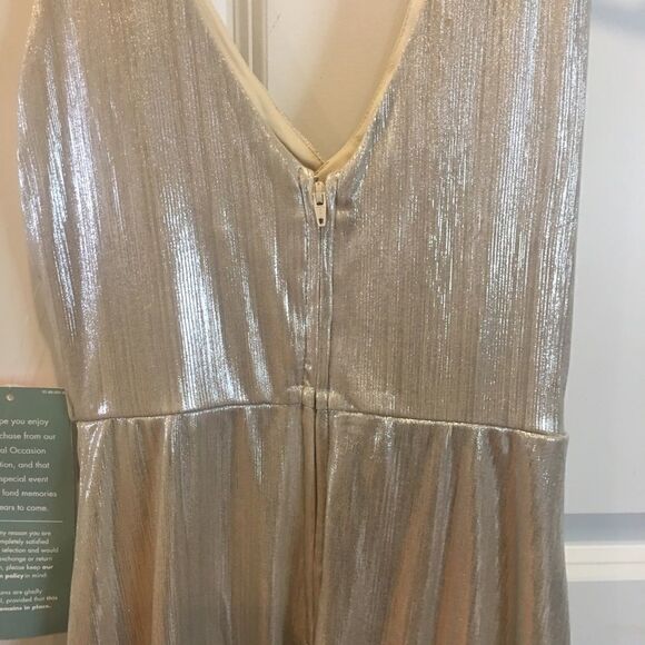 Social Code small gold shimmer cocktail semi formal sleeveless dress - Picture 6 of 7